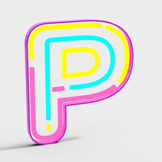 Stylish Letter P 3D Model with Vibrant Colors