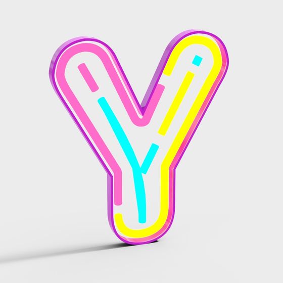 Neon Letter 'Y' 3D model