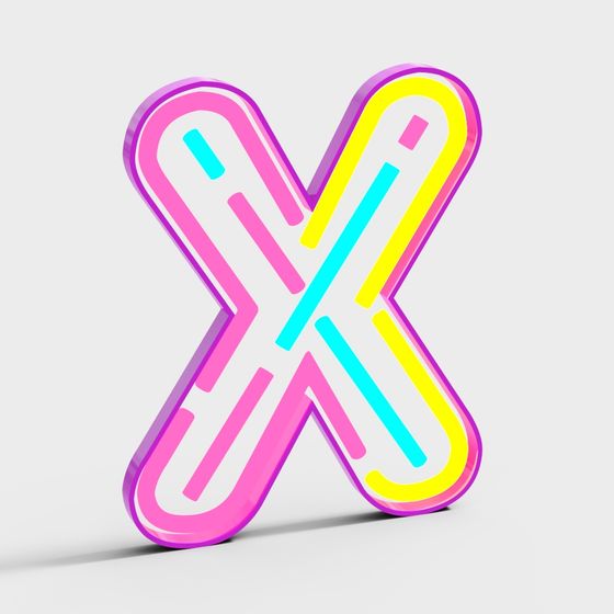 Vibrant Neon X Logo 3D model for Creative Projects