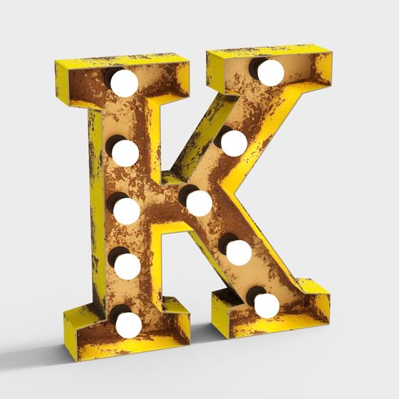 Rusty Marquee Letter K 3D model