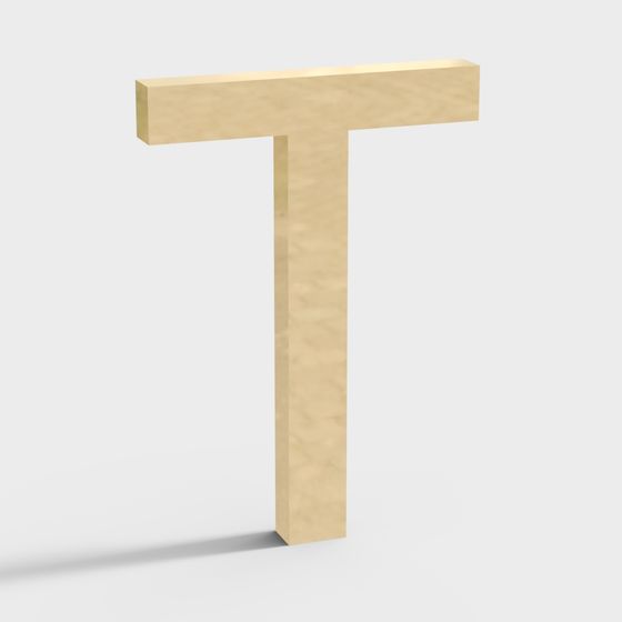 Wood Grain Letter T 3D Model