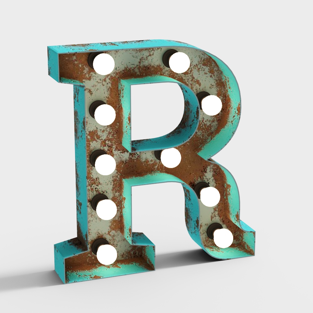 Industrial style text R