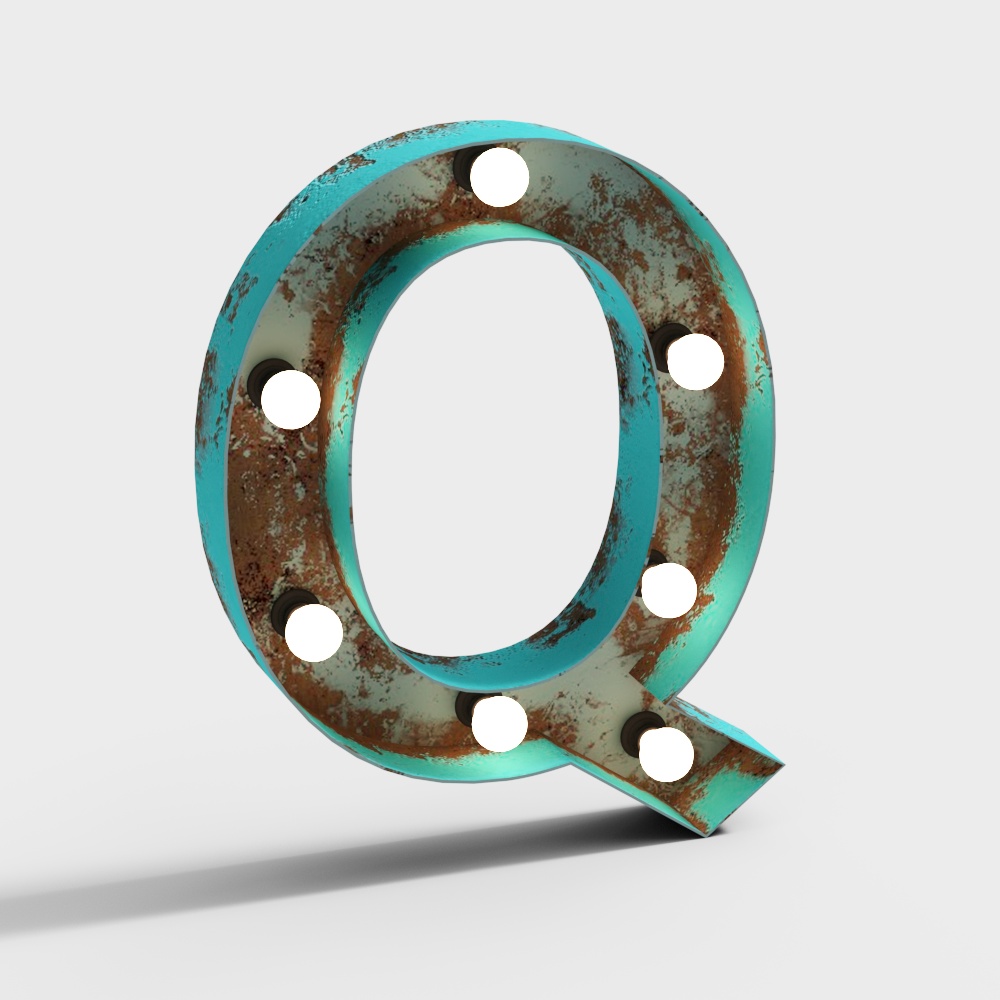 Industrial style text Q