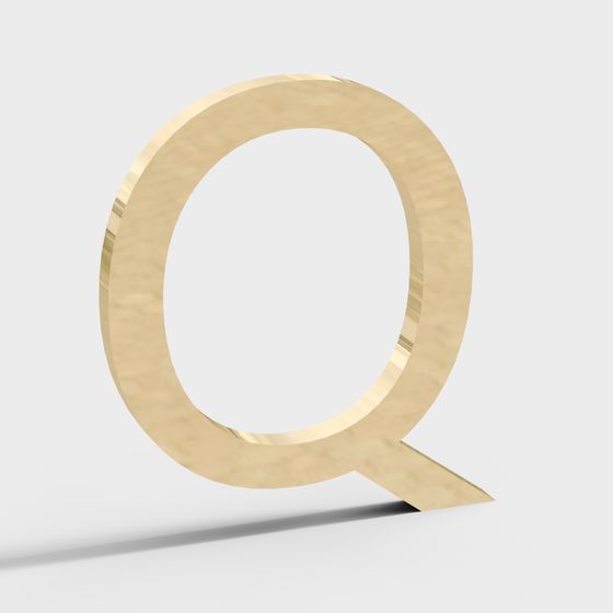 Golden Q-Shaped Decorative 3D model