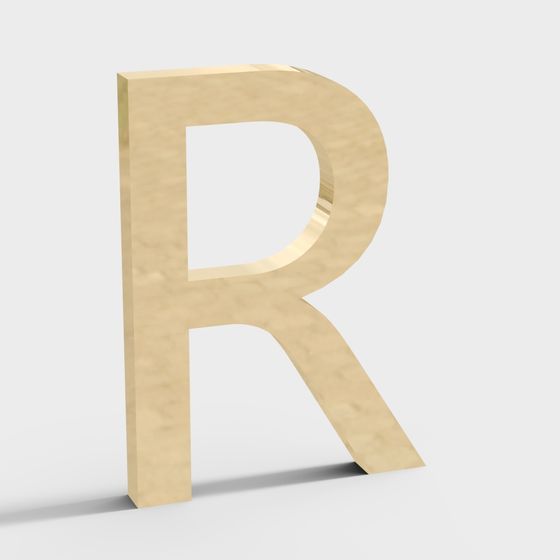 Elegant Low-Poly 'R' 3D Model Design