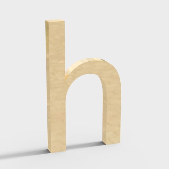 Golden 3D Model 'h' with Minimalist Design