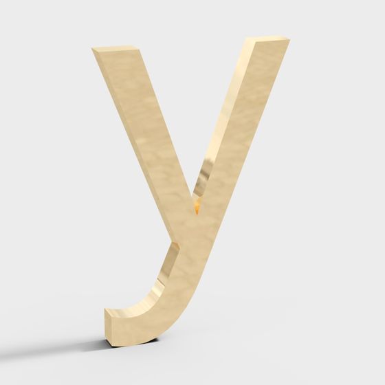 Golden 'Y' Letter 3D Model for Creative Projects