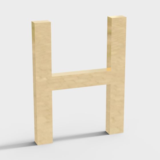 H Letter 3D Model - Low Poly High Detail Design