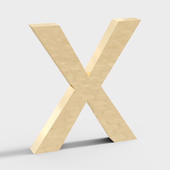 Golden Capital Letter X 3D model