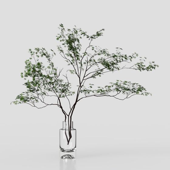 Natural Tree in Glass Vase 3D model for Creative Projects