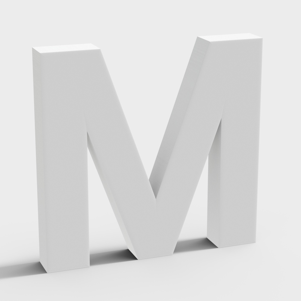 Minimalist 3D Letter M Model for Creative Projects