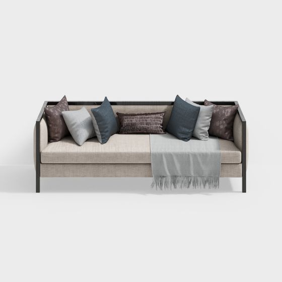 Elegant Low-Polygon Sofa 3D model for Modern Interiors