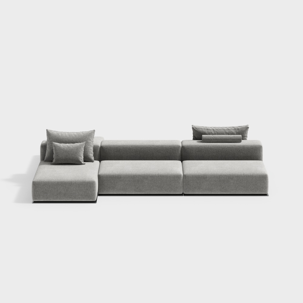 Contemporary Low-Poly Sofa 3D Model – Minimalist Fabric