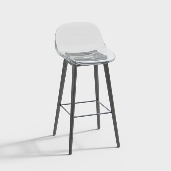 Sleek Gray Bar Chair 3D Model for Stylish Bars
