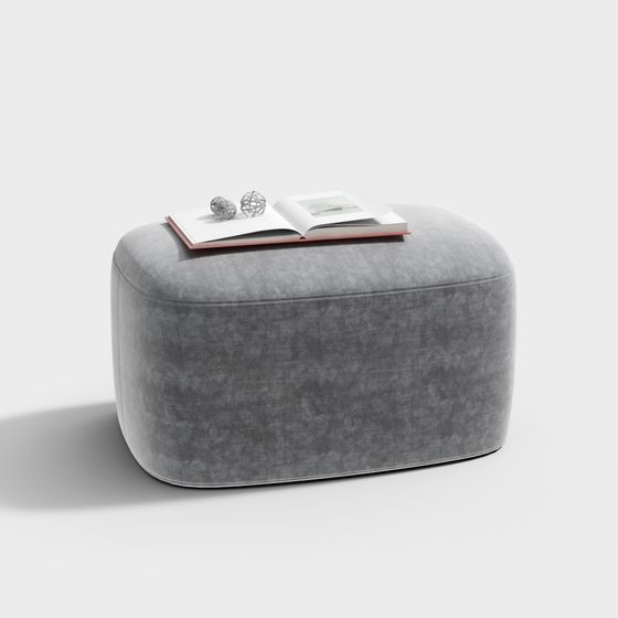Cozy Velvet Sofa Stool 3D model for Modern Spaces