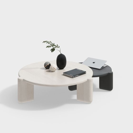 Elegant Round Table and Stool 3D model for Modern Interiors