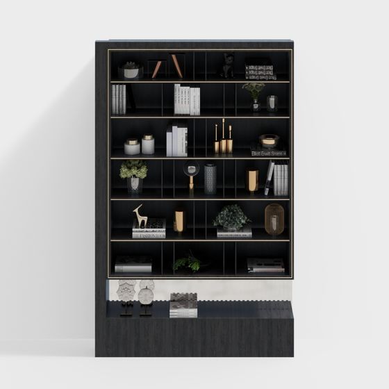Stylish Low-Poly Bookshelf 3D model
