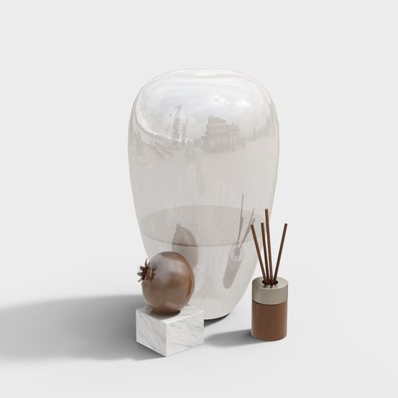 Elegant Low-Poly Glass and Marble 3D model