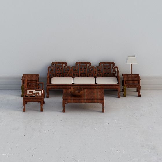 Low-Poly Chinese Furniture Set 3D model