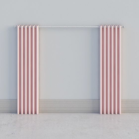 Elegant Pink Striped Curtain 3D model