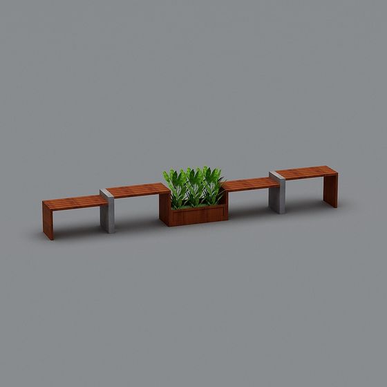 Urban Low-Poly Bench 3D model