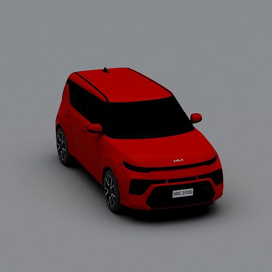 Stylish Red Kia Soul SUV 3D model