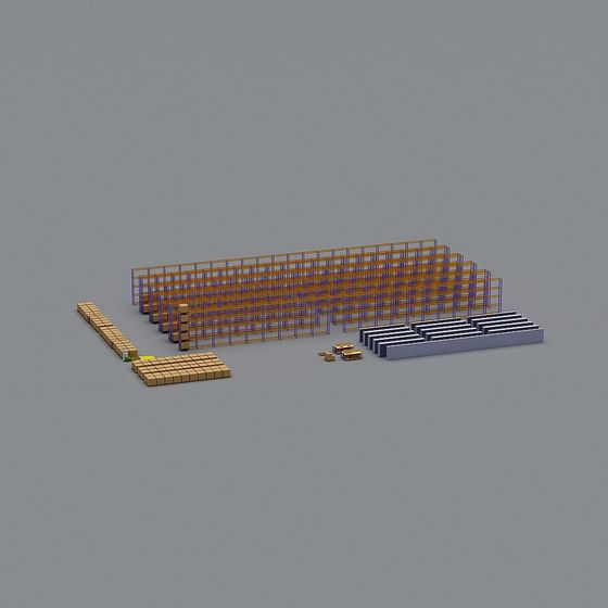 Low-Poly Highly Detailed Warehouse Shelf 3D model