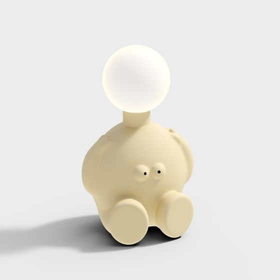 Modern Cartoon Desk Lamp 3D Model in Black