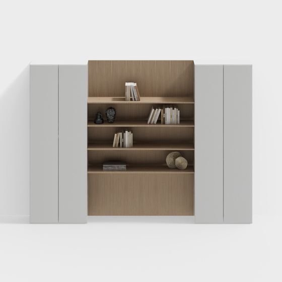 Wabi-Sabi Bookcase 3D Model in Brown