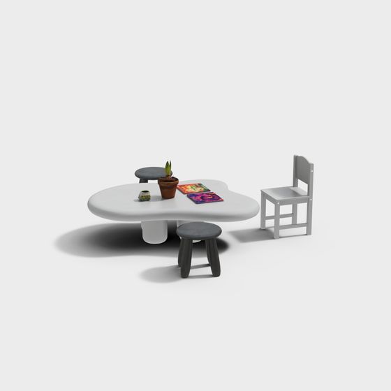 Cloud Table and Chair Set 3D model