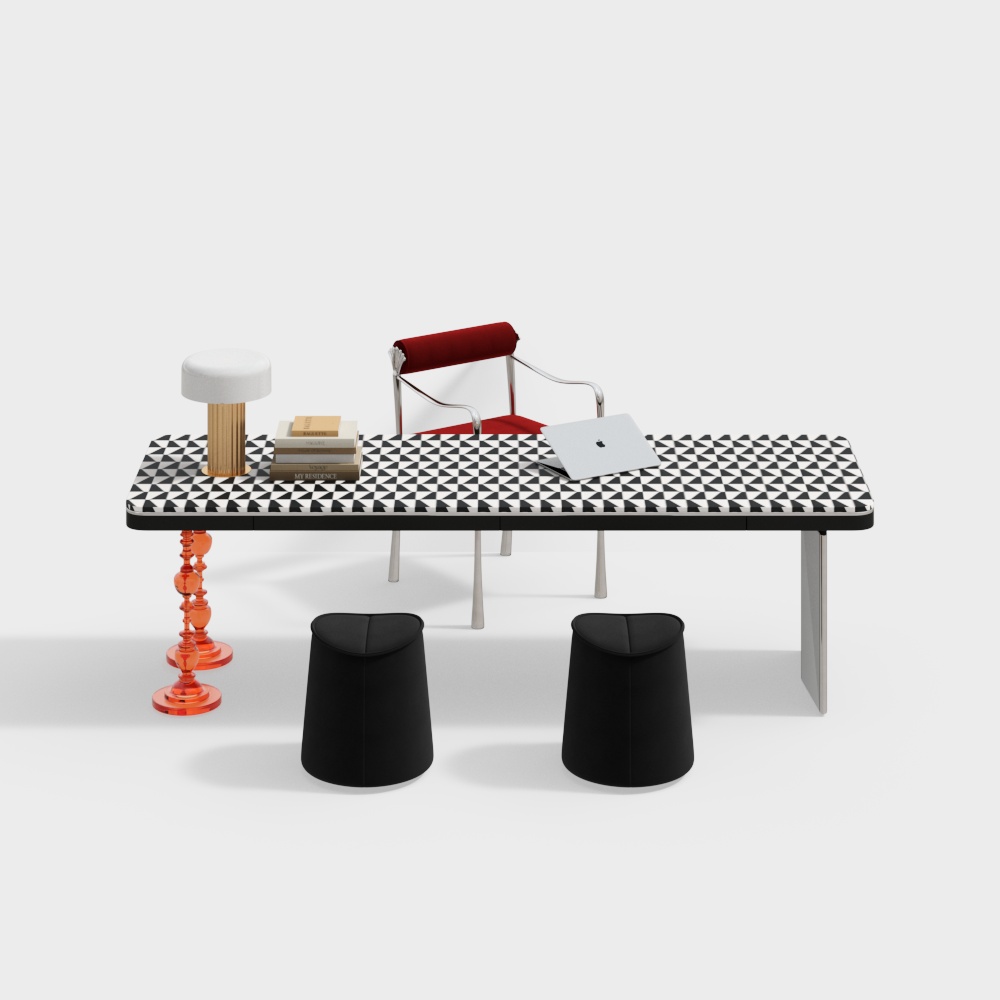 Urban Corner Desk 3D Model – Geometric and Glass Design