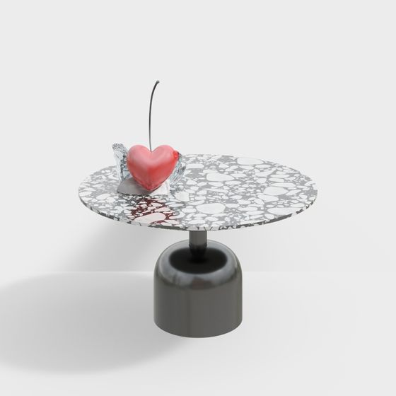 Heart-Shaped Cherry Dessert Table 3D model