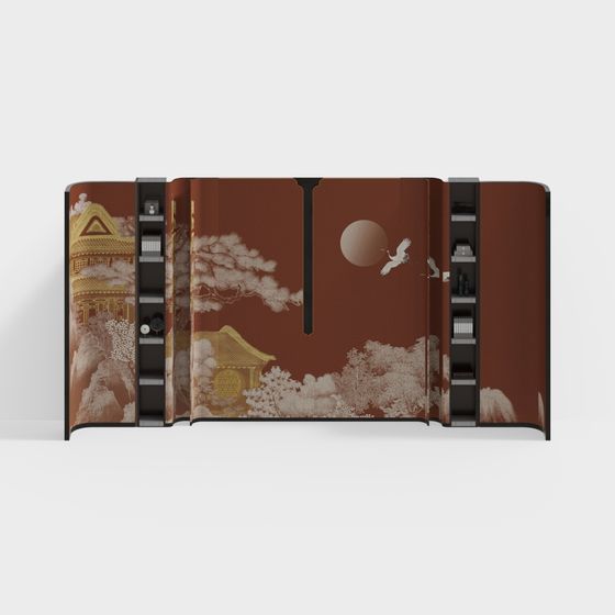 Japanese Wind Folding Screen 3D model