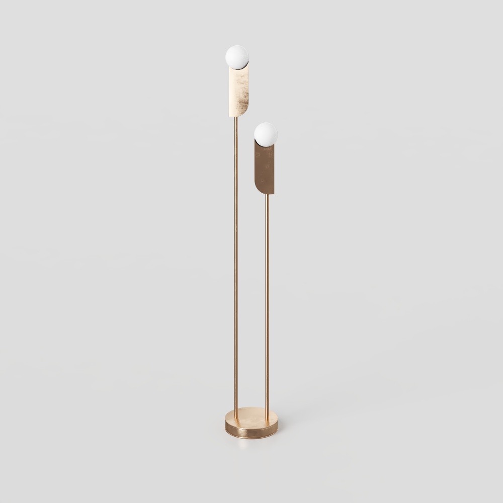 Urban Light Column 3D Model – Minimalist Gold Lighting