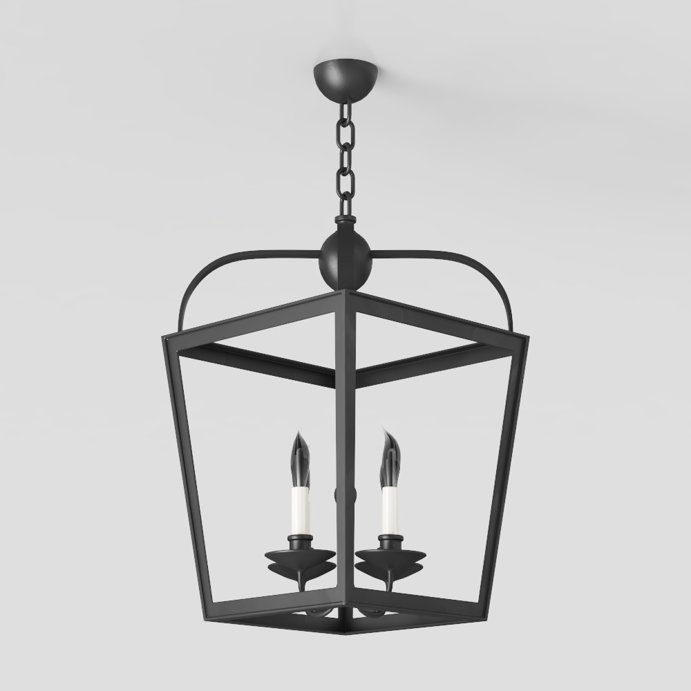 Geometric Pendant Light 3D Model – Modern Black Metal