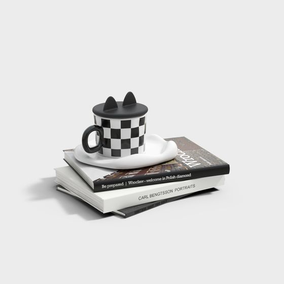Modern Coffee Cup 3D Model in Black