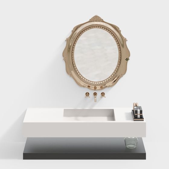 Elegant Bathroom Vanity 3D model - Modern and Classic Fusion