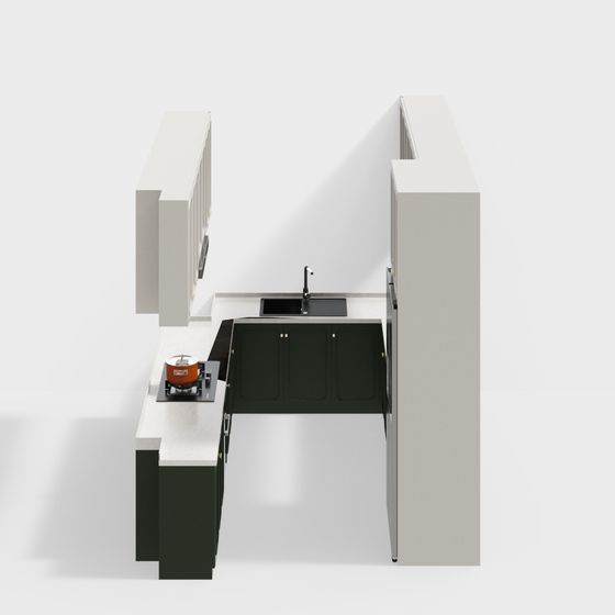 Modern Low-Polygon Kitchen 3D model