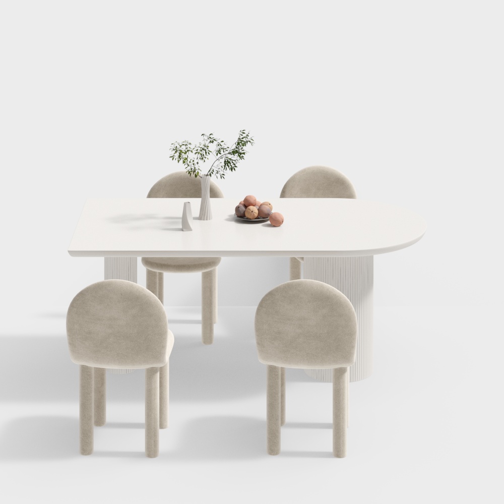 Elegant Low-Polygon Dining Table and Chair Set – Minimalist Design