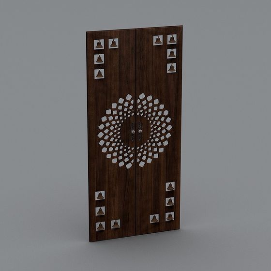 Elegant Wooden Double Door 3D Model
