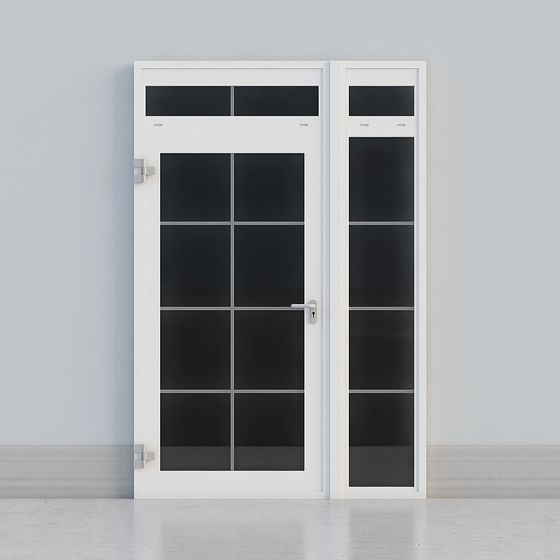 Glass Double Door 3D model with Low Poly Style