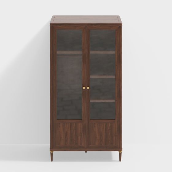 Elegant Glass Door Bookshelf 3D model