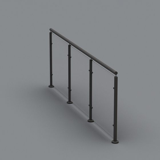 Minimalist Metal Railing 3D Model