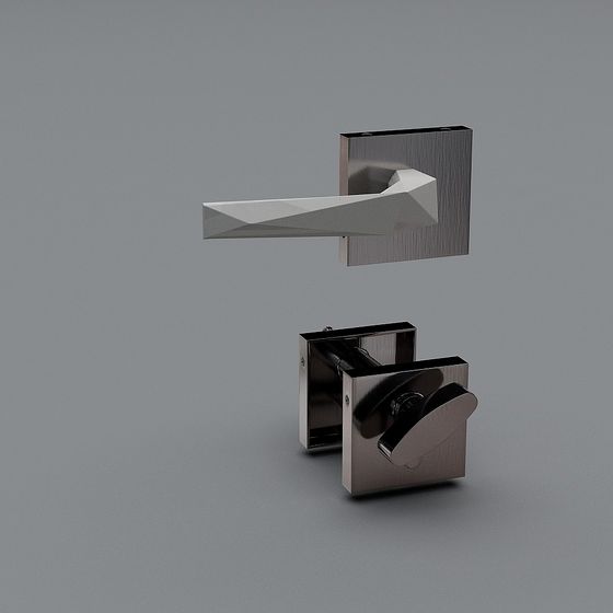 Geometric Low-Poly Door Handle 3D Model