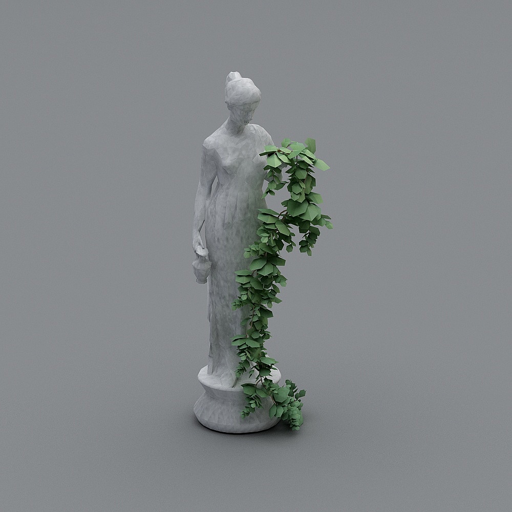 Green Goddess 3D model in Low Poly Style