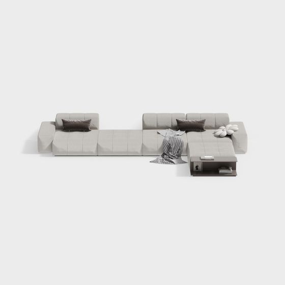 Stylish Low-Poly 3D Sofa Model for Home Design