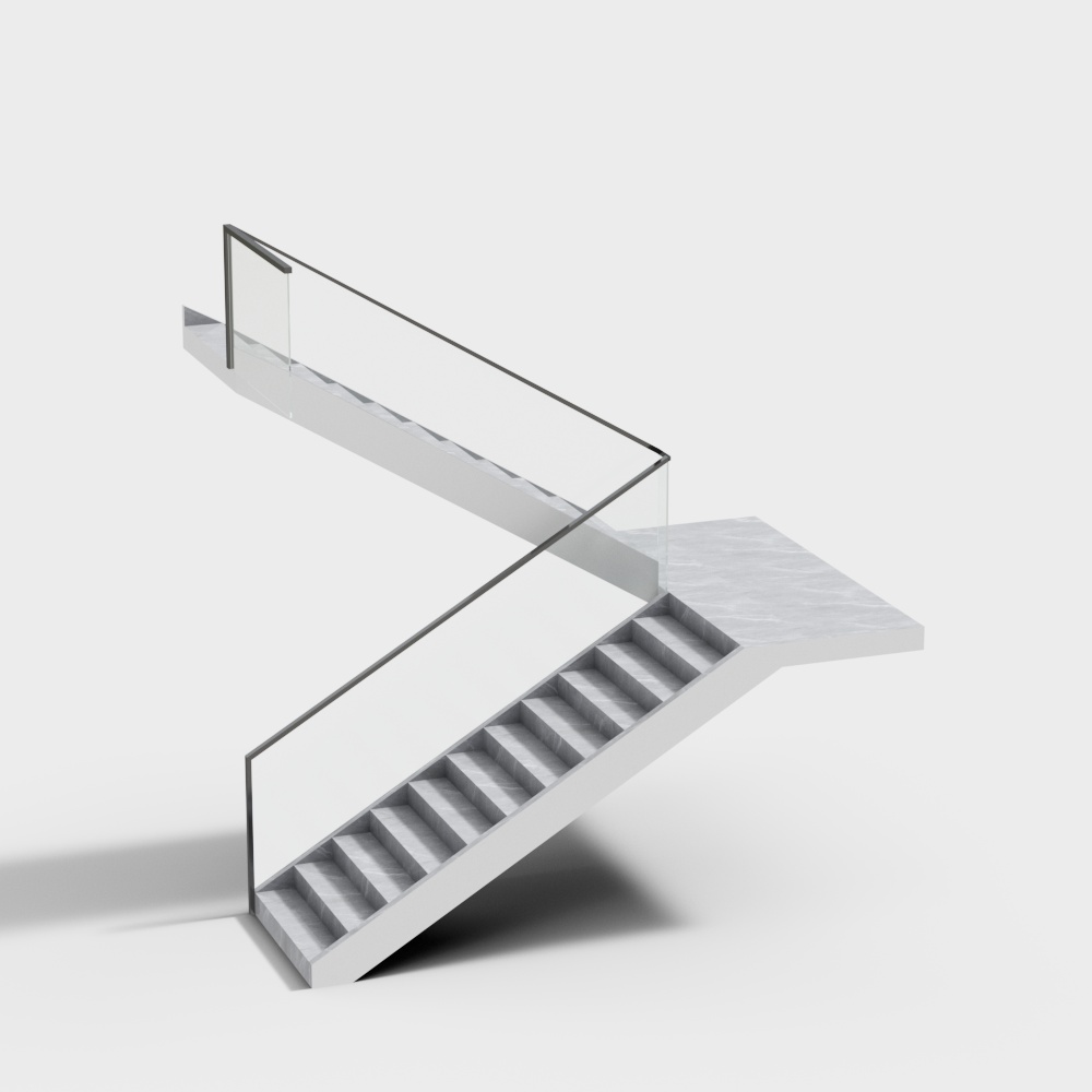 Elegant Low-Polygon Staircase 3D Model – Modern Marble Design