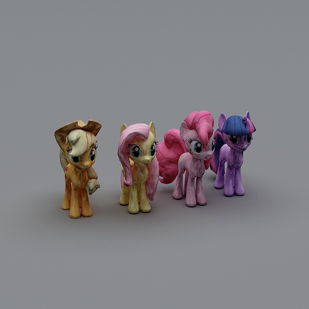 Low-Poly Rainbow Pony 3D Model
