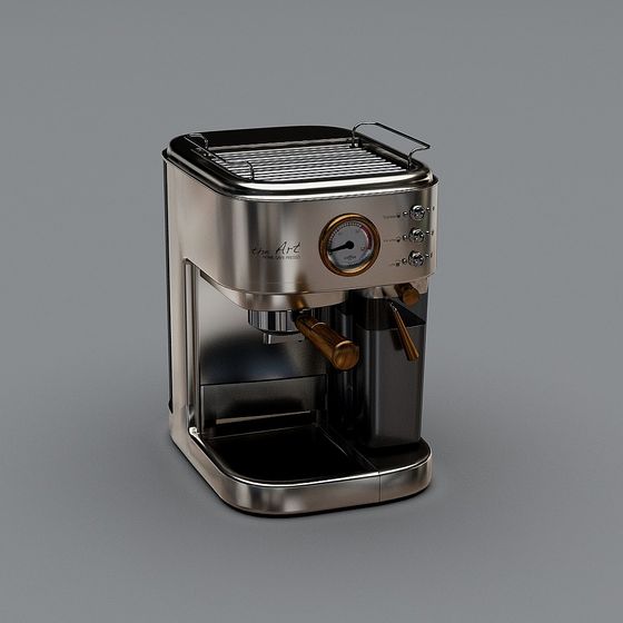 Low Poly Stainless Steel Coffee Machine 3D model