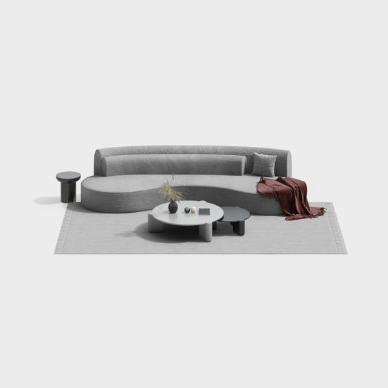 Curved Sofa 3D model for Modern Interiors
